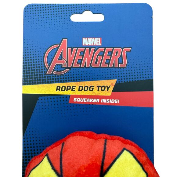 Marvel Avengers Iron Man Rope Dog‎ Toy Squeaky Crinkle Thrash Toss Shake NWT - Picture 2 of 4